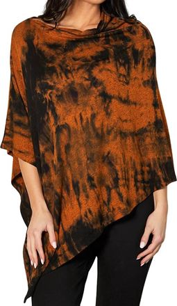 French Kyss Marble Wash Asymmetrical Poncho In Spice