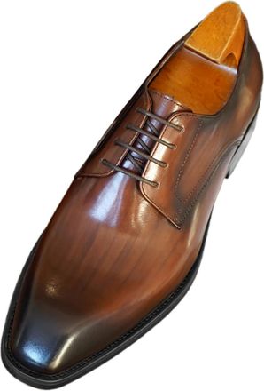 Generic 2025 Imitation Wood Grain Retro Fashion Square Toe Leather Footwear for Men Foreign Trade Business Casual Shoes (Brown, 7.5)