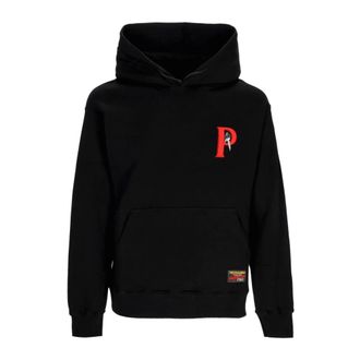 PROPAGANDA Hoodies, male, Black, Size: XL Black Crime Hoodie with Kangaroo Pocket