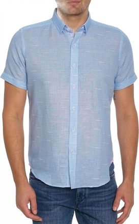 Robert Graham Sloan Short Sleeve Button Down Shirt -Plus In Blue