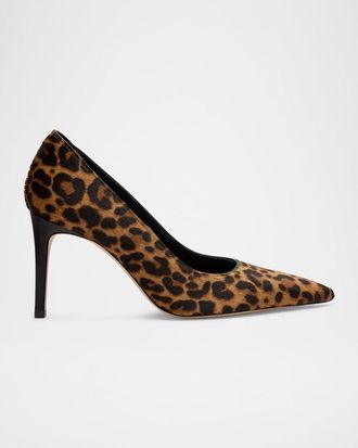 Stuart Weitzman Stuart Power 85MM Leopard-Print Calf Hair Pumps