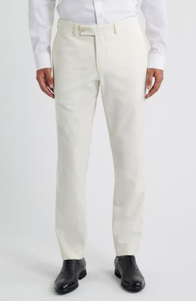 Jack Victor Piero Flat Front Stretch Cotton & Wool Pants in Off White at Nordstrom, Size 33