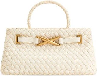 JW PEI Elora Woven Faux Leather Tote Bag in White at Nordstrom