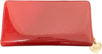 Gucci Red Color Patent Leather Long Wallet (Bi-Fold) (Pre-Owned)