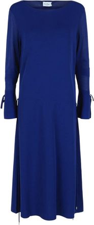 Ferragamo Womens Long-Sleeved Midi Dress In Blue