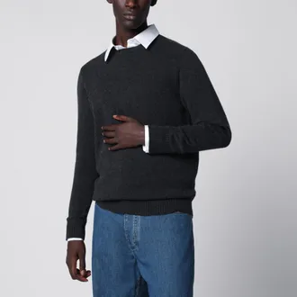 Drumohr Dark grey cashmere crew-neck sweater