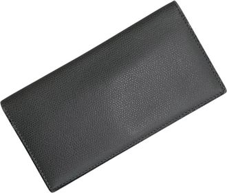 Valextra Gray Leather Long Wallet (Bi-Fold) (Pre-Owned)