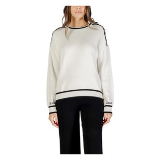 Liu Jo Chiusa Sweater met Ritsdetail - Dames - Ronde hals truien - Wit - S - Truien & Vesten