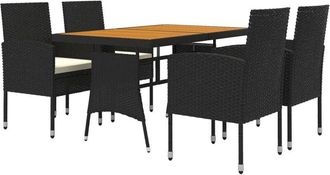 vidaXL Vidaxl - Juego De Comedor De Jard&iacute;n 5 Piezas Rat&aacute;n Sint&eacute;tico Negro