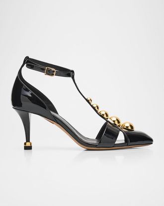 Chloé 70mm Cleia Studded Patent Leather Pumps
