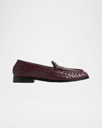 Bottega Veneta Silenzio Intrecciato Leather Loafers