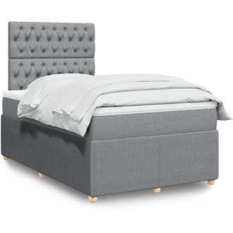 vidaXL Vidaxl - Cama Box Spring Con Colch&oacute;n Tela Gris Claro 120x200 Cm