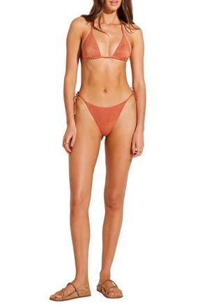 Vitamin A Gia Metallic Triangle Bikini Top in Terracotta Metallic at Nordstrom Rack, Size X-Large