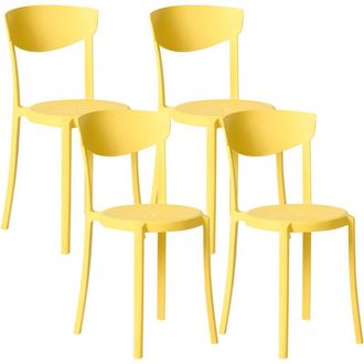 Beliani Set of 4 Garden Chairs Yellow Polypropylene Lightweight Weather Resistant Plastic Indoor Outdoor Modern VIESTE