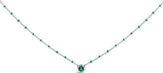 House of Brilliance Sterling Silver Lab Created Emerald Bead Chain Necklace at Nordstrom
