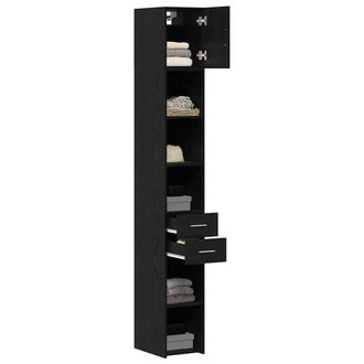 Berkfield Home Slim Storage Cabinet Black Oak 30x42.5x225 cm Engineered Wood