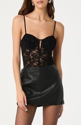 ASTR the Label Structured Lace Bodysuit in Black at Nordstrom Rack, Size X-Large