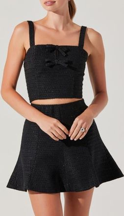 ASTR the Label Kiona Diamante Tweed Crop Top in Black at Nordstrom, Size X-Large