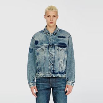 Diesel Trucker jacket with patch effects - Denim Jackets - Unisex - Blue