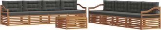 vidaXL Conjunto De Sof&aacute;s De Exterior 9 Uds. Natural Y Antracita Vidaxl