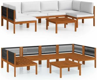 vidaXL Conjunto De Jard&iacute;n De 7 Piezas Con Cojines, Madera Color Crema, Acacia Y Cuerda Vidaxl