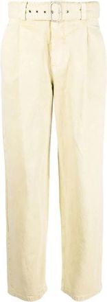 Jil Sander Elegante Groene Casual Broek - Dames - Straight fit broeken - Groen - 2XS - Katoen - Broeken