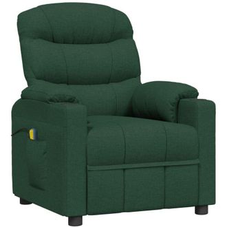 vidaXL Sill&oacute;n De Masaje De Tela Verde Oscuro Vidaxl