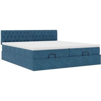 vidaXL Estructura De Cama Otomana Colchones Terciopelo Azul Oscuro Vidaxl
