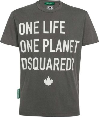 Dsquared2 Logo Katoenen T-Shirt - Heren - T-shirts - Grijs - L - Katoen - Tops