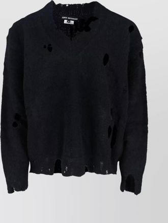 Junya Watanabe v-neck knitwear with distressed long sleeves