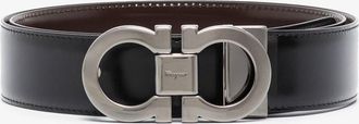 Ferragamo Black And Brown Gancini Reversible Leather Belt - Mens - Leather/Metal