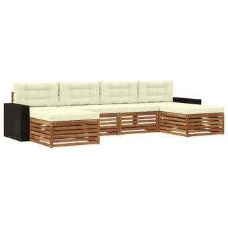 vidaXL Juegos De Sof&aacute;s Con Coj&iacute;n 6 Pcs Madera De Acacia S&oacute;lida Vidaxl