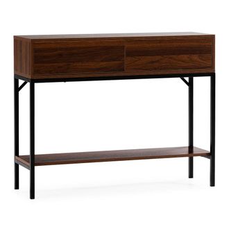 HOMN Mesa consola 2 cajones efecto nogal