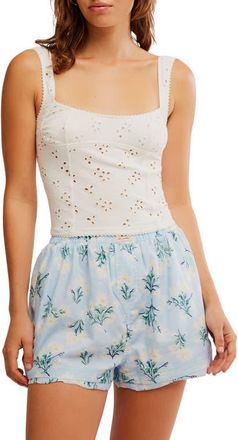 Free People Full Bloom Eyelet Knit Camisole in Ivory at Nordstrom, Size X-Large
