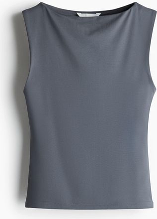 H&M Mikrofaser-Top mit U-Boot-Ausschnitt - Grau