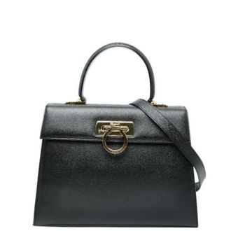 Ferragamo Pre-owned Handbags, female, Black, Size: ONE SIZE Pre-owned Leather Handbag