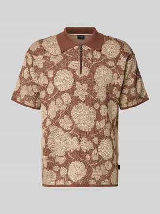 Paul Smith Regular Fit Poloshirt mit Rei&szlig;verschluss in Mittelbraun, Gr&ouml;&szlig;e XL