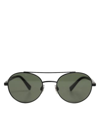 Dolce & Gabbana Matte Zwart Stalen Frame Grijze Lenzen Zonnebril