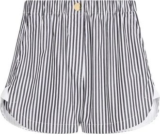 Sportmax Gestreepte katoenen shorts met elastische taille - Dames - Bermuda - Blauw - S - Katoen - Korte Broeken