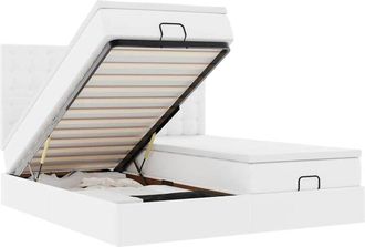 vidaXL Estructura Cama Otomana Colchones Blanco Puro 160x200cm Vidaxl