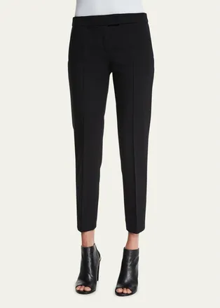 Akris Frankie Slim-Leg Ankle Pants, Black