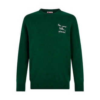 MC2 Saint Barth Round-neck Knitwear, male, Green, Size: 2XL Heron Light Crew Neck Sweater