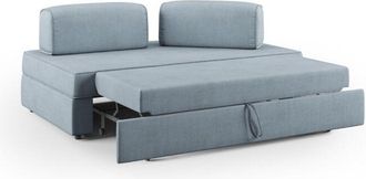 Divani.Store Liberty Sof&aacute; Sin Puff Extra&iacute;ble Y Respaldo Desmontable En Tela Impermeable 200 Cm Azul Claro