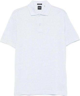 HUGO BOSS Regular-fit Poloshirt van Katoen en Linnen - Heren - Polos - Blauw - 2XL - Katoen - Tops