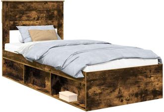 vidaXL Estructura De Cama Con Colch&oacute;n Roble Ahumado 90 X 200 Cm Vidaxl