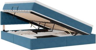 vidaXL Bed with Mattress with LED Dark Blue 160 x 200 cm Velvet vidaXL