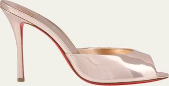 Christian Louboutin 100mm Me Dolly Metallic Leather Slide Sandals