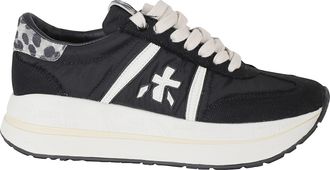 Premiata Black Bethcoin 8150 White-Logo Leather Sneakers