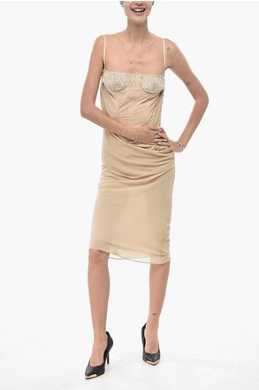The Attico Draped Sheath Dress with Jeweled Corset size 40