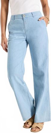 Nic+Zoe Denim Linen Wide Leg Pant In Mid Wash
